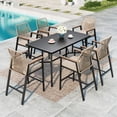 thumbnail image 1 of MF Studio 7-Piece Outdoor Patio Bar Set Dining Set, All-Weather Rattan Bar Height Table Set with Removable Cushions, 67” Rectangle Bar Table, 1 of 7