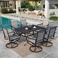 thumbnail image 1 of SUMMIT LIVING 7-Piece Outdoor Patio Dining Set, Patio Swivel Textilene Chairs & 60" Rectangle Metal Table with Umbrella Hole, Black & Light Gray, 1 of 15