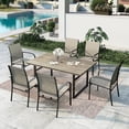 thumbnail image 1 of SUMMIT LIVING 7-Piece Outdoor Patio Dining Set with 6 Pieces Textilene Chairs & Rectangular Steel Table with Umbrella Hole, Brown, 1 of 11