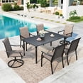 thumbnail image 1 of SUMMIT LIVING 7-Piece Outdoor Patio Textilene Dining Set with 2 Swivel Chairs, 4 Fixed Chairs & Rectangular Table with Umbrella Hole, Patio Set for 6 People, 1 of 17