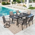 thumbnail image 1 of SUMMIT LIVING 7-Piece Textilene Outdoor Patio Dining Set with 2 Swivel Chairs, 4 Fixed Chairs & Steel Extendable Table for 6-8 Person, Black & Grayish-brown, 1 of 19