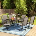 thumbnail image 1 of MF Studio 7 Pieces Outdoor Patio Dining Set with Swivel Textilene Chairs and Metal Patio Table with Umbrella Hole for 6 People, Black & Brown-Gray, 1 of 12