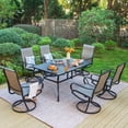 thumbnail image 1 of SUMMIT LIVING 7 Pieces Outdoor Patio Dining Set with Patio Swivel Textilene Chairs and Metal Patio Table with Umbrella Hole for 6 People, Black & Brown-Gray, 1 of 12