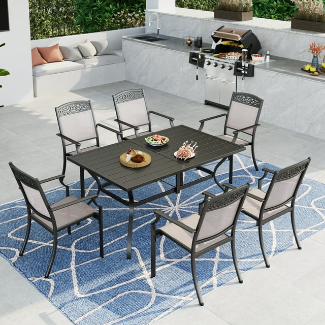 Summit Living 7 Pieces Outdoor Patio Dining Set with 6 Aluminum