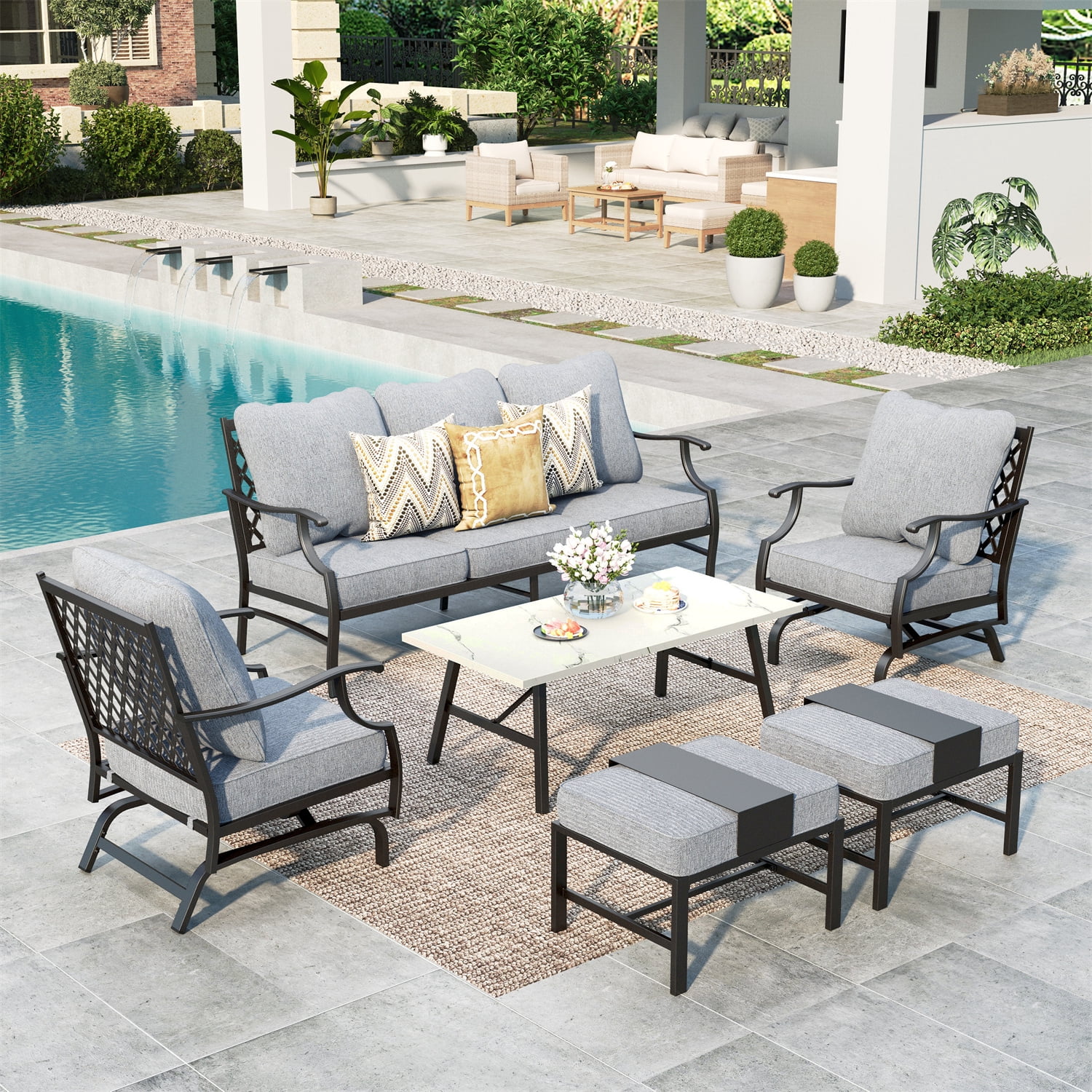Summit Living 7 Seat Patio Conversation Set Metal Outdoor