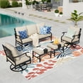 thumbnail image 1 of Summit Living 7-Seat Patio Furniture Outdoor Conversation Set Steel Sectional Sofa with Beige Cushion, 1 of 15