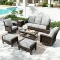 thumbnail image 1 of MF Studio 7-Seat Wicker Outdoor Patio Furniture Set with Swivel Chairs, Patio Conversation Set with Extra Thickened Cushions, Light-gray, 1 of 12