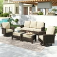 thumbnail image 1 of MF Studio 7-Seat Wicker Patio Furniture Set with 2 Swivel Chairs & 3-Seat Sofa with 2 Ottoman, Outdoor Sectional Conversation Set for Garden, Beige, 1 of 10