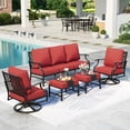 thumbnail image 1 of MF Studio 7-Seater Patio Conversation Set Metal Outdoor Furniture Set with Swivel Chairs and Ottomans - Red, 1 of 9
