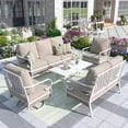 thumbnail image 1 of MF Studio 7-Seater Patio Conversation Set Metal Outdoor Furniture with Swivel Chair Sofa Beige, 1 of 11