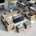 thumbnail image 1 of MF Studio 8-Piece Wicker Outdoor Conversation Set, 9-Seat Rattan Patio Furniture Set with 56'' Rectangle Fire Pit Table, Gray and Black, 1 of 13