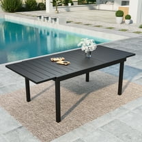 Summit Living 84" Metal Expandable Outdoor Dining Table, Black