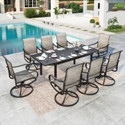 SUMMIT LIVING 9-Piece Outdoor Patio Dining Set with High Back Swivel Chairs & Extendable Table for 8-Person
