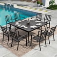 thumbnail image 1 of SUMMIT LIVING 9-Piece Outdoor Dining Set with Large Square Table & Stacking Chairs for 8-Person, Black, 1 of 14