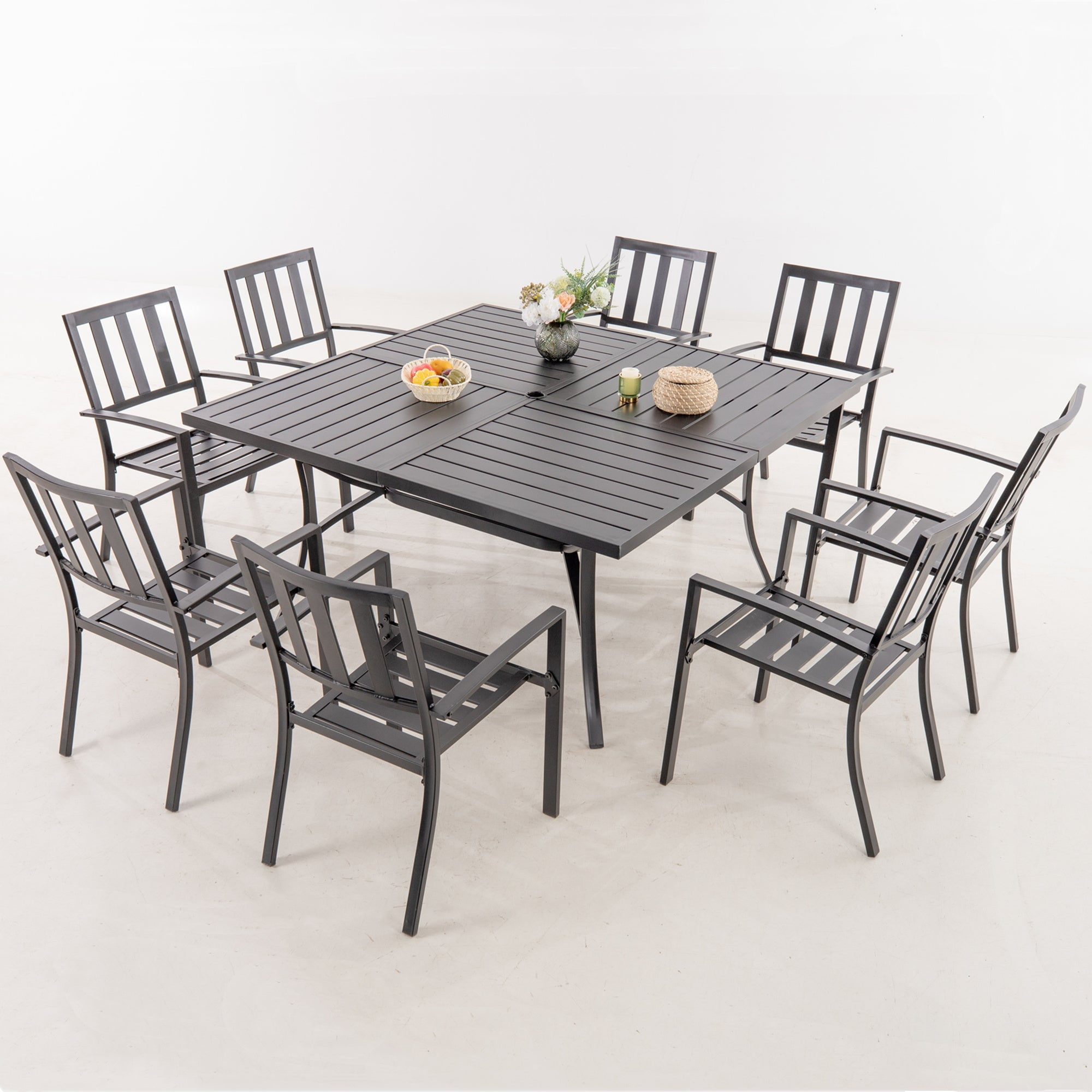 Summit Living 9Piece Outdoor Dining Set with Large Square Table