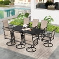 thumbnail image 1 of SUMMIT LIVING 9-Piece Outdoor Patio Dining Set with 8 Swivel High-Back Padded Chairs & 1 Expandable Metal Steel Table, Black & Tan, 1 of 13