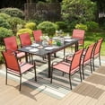 thumbnail image 1 of SUMMIT LIVING 9-Piece Outdoor Patio Dining Set with Large Extandable Table & Textilene Chairs for 8-Person, Black & Red, 1 of 12