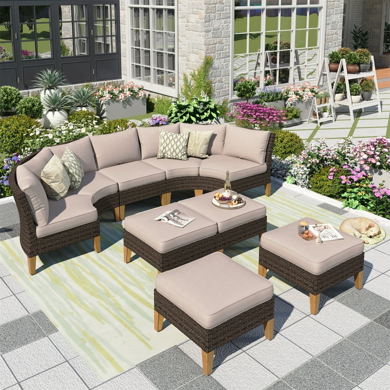 Summit Living Outdoor Patio Set, Wicker Furniture, 9-Piece Half