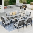 thumbnail image 1 of Summit Living 9 Seat Patio Conversation Set Metal Outdoor Furniture with Rocking Chair Sofa Gray, 1 of 8
