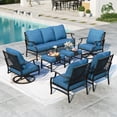 thumbnail image 1 of MF Studio 9-Seater Patio Conversation Set Metal Outdoor Furniture Set with Swivel Chairs and Ottomans - Peacock Blue, 1 of 10