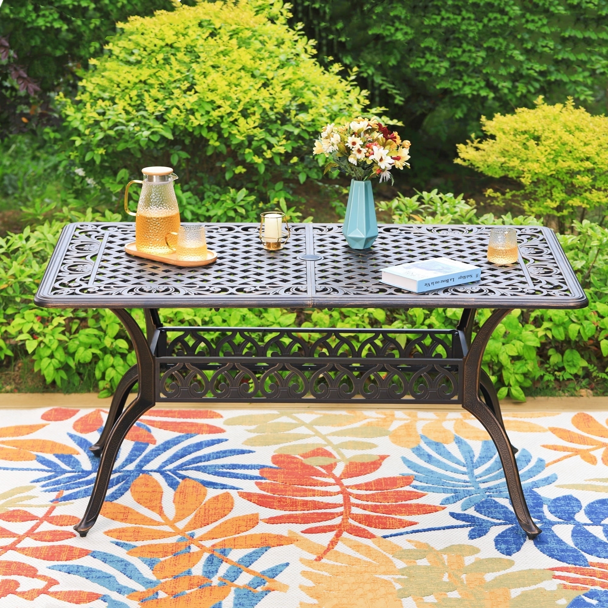 Summit Living Antique Bronze Cast Aluminum Outdoor Dining Table
