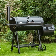 Summit Living Charcoal Grill with Offset Smoker 941 sq.in. Extra Large BBQ Grill Black