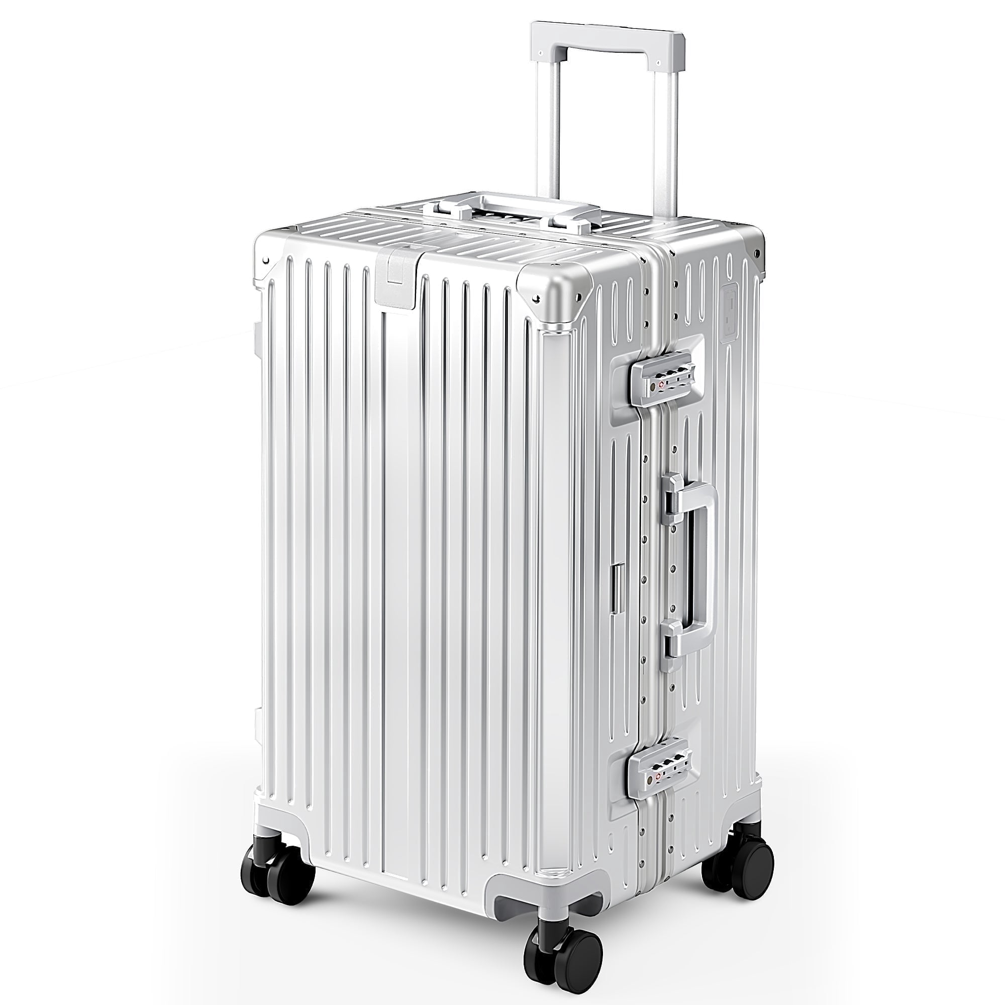 MF Studio 24 Inch Checked Trunk Luggage, Lightweight Zipperless PC