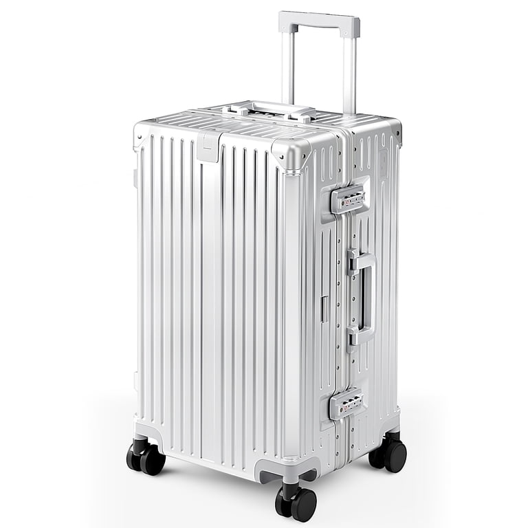 MF Studio 24 Inch Checked Trunk Luggage, Lightweight Zipperless PC