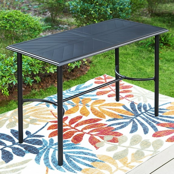 Summit Living Outdoor Metal Bar Table, Counter Height Table for Patio, Suitable for 4-6 People, Black