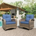 thumbnail image 1 of Summit Living Outdoor Patio Swivel Glider Rocking Chair Set of 2, All Weather Wicker Outdoor Conversation Furniture Set, 2-Piece Outdoor Sofa, Navy Blue, 1 of 9