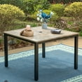 thumbnail image 1 of Summit Living Outdoor Square Dining Table, 1.75" Umbrella Hole & Wood Grain Top, Black & Light Brown, 1 of 8