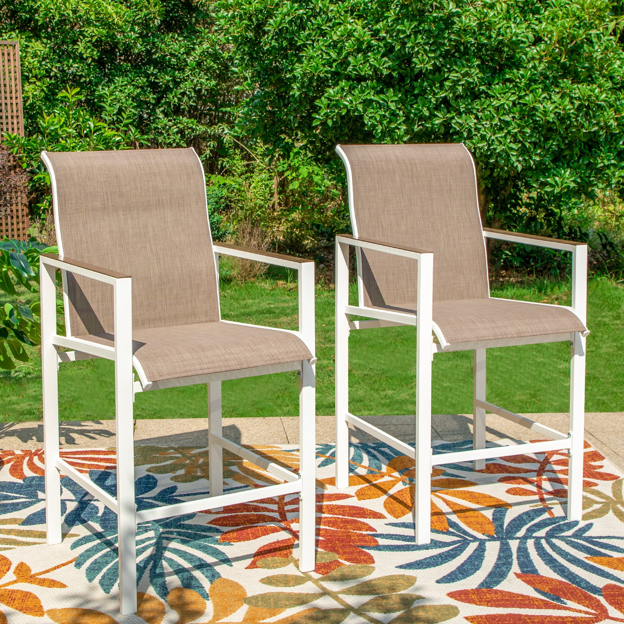 Summit Living Outdoor Swivel Bar Stools Set of 2, Patio Counter Height