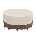 thumbnail image 1 of Summit Living Round Patio Furniture Cover 71" D x 23" H Outdoor Table and Chair Set Cover 600D Oxford for Garden Round Dining Set, Beige & Brown, 1 of 9