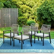 Summit Living Set of 4 Outdoor Dining Chair, All-Weather Rope Woven Design for Patio