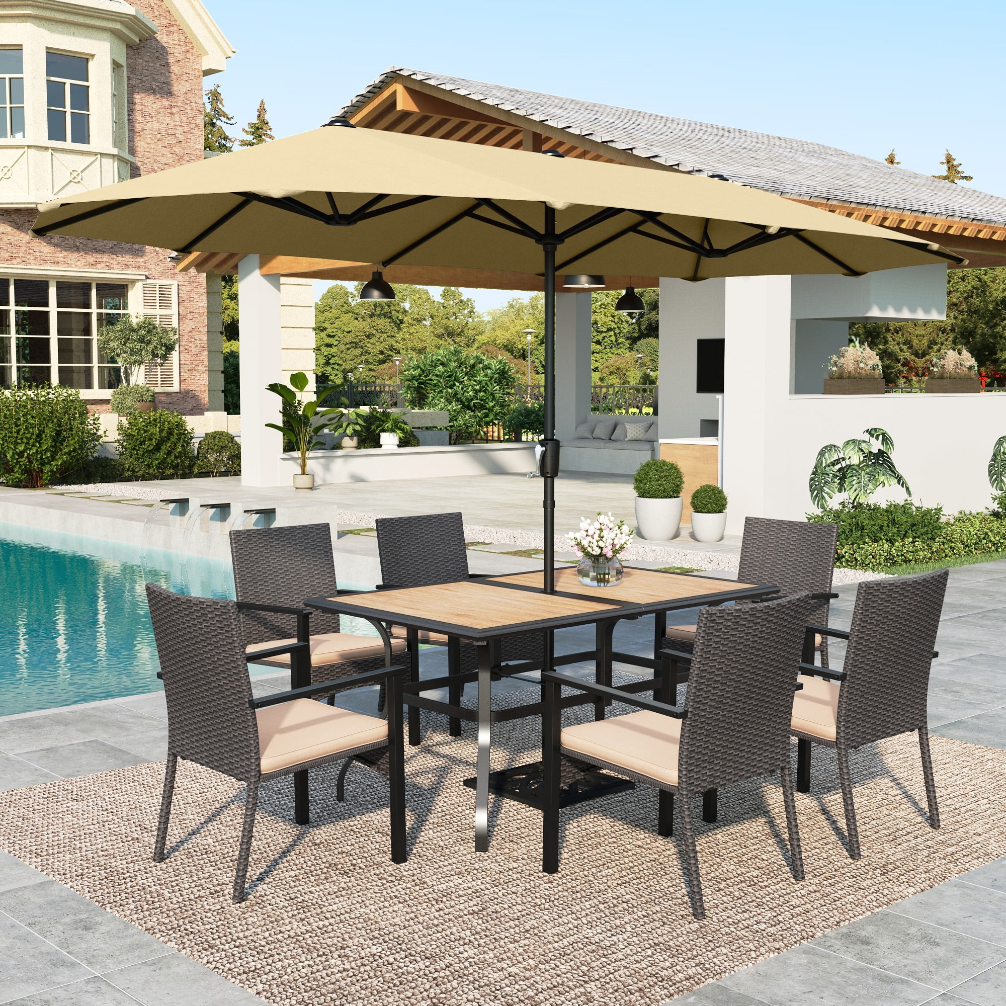 Summit Living Set of 8 Outdoor Patio Dining Set wi