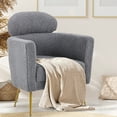 thumbnail image 1 of Summit Living Sherpa Accent Chair with Adjustable Headrest, Teddy Barrel Sofa for Living Room Bedroom Office, Gray, 1 of 10