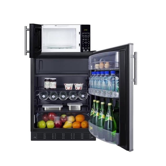 Combination refrigerator-freezer and microwave