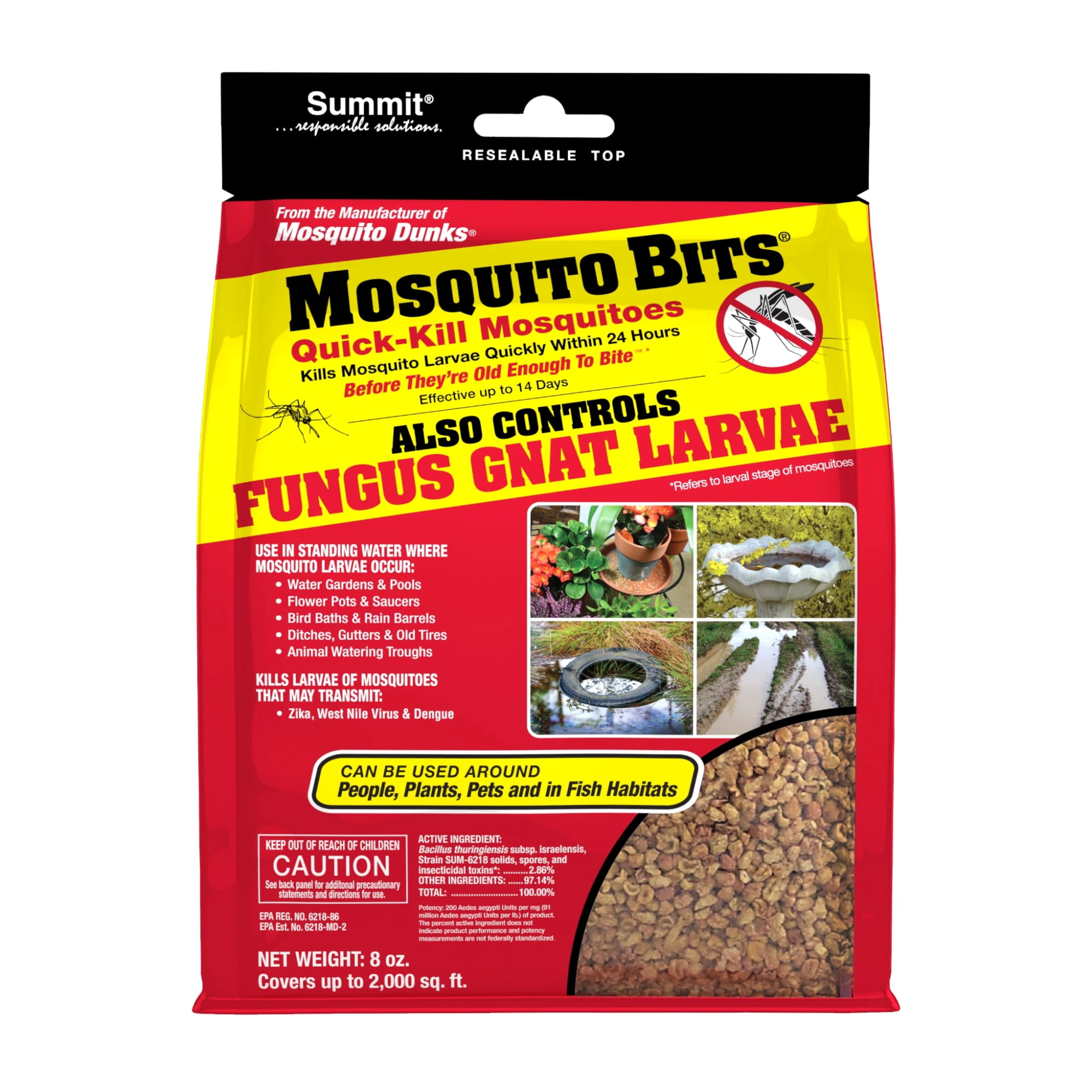 Summit Mosquito Bits Quick-Kill Mosquito, Kills Mosquitoe Larvae, 8oz.