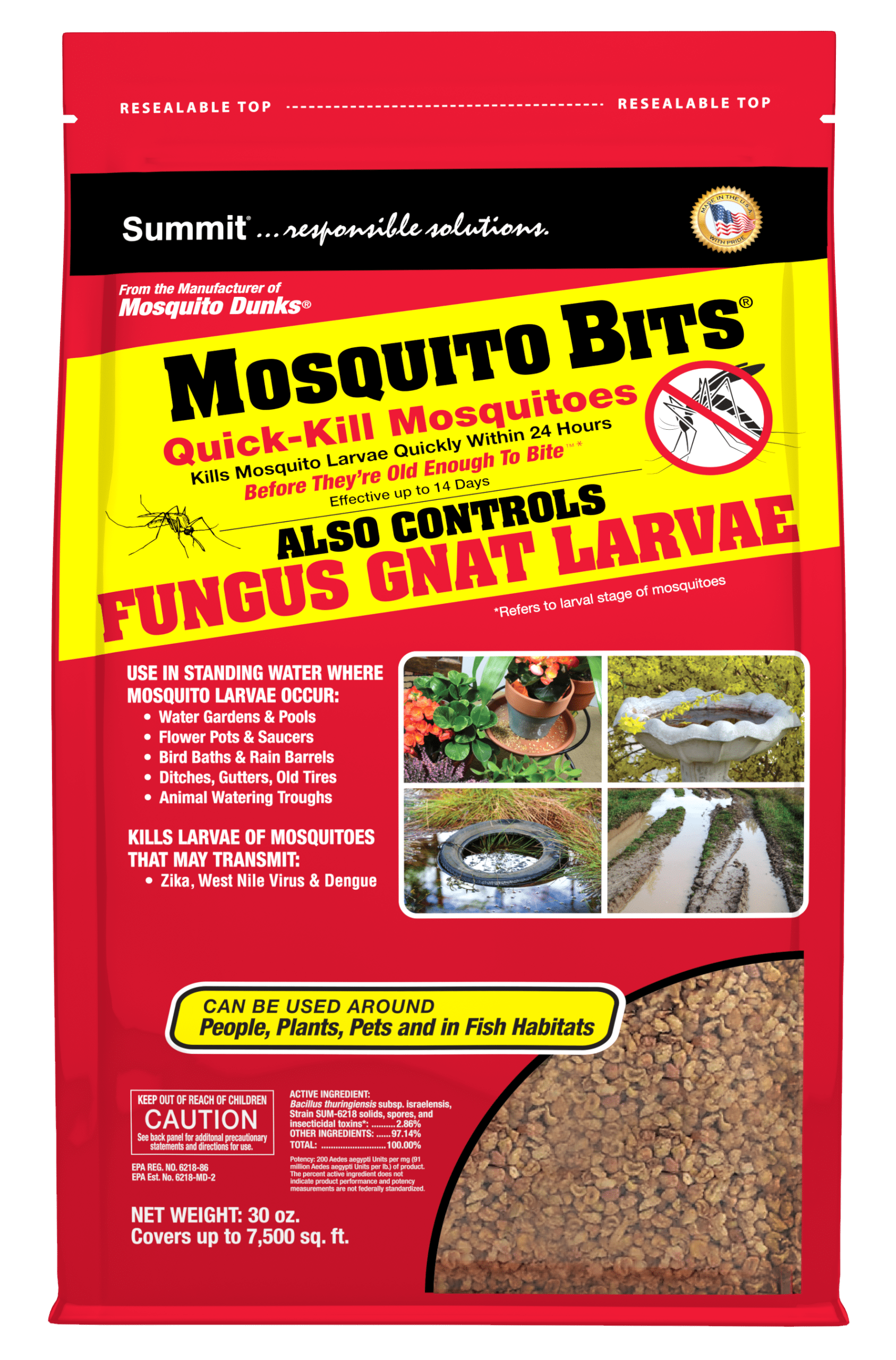 Summit Mosquito Bits Quick-Kill Mosquito, Kills Mosquitoe Larvae, 30 oz.