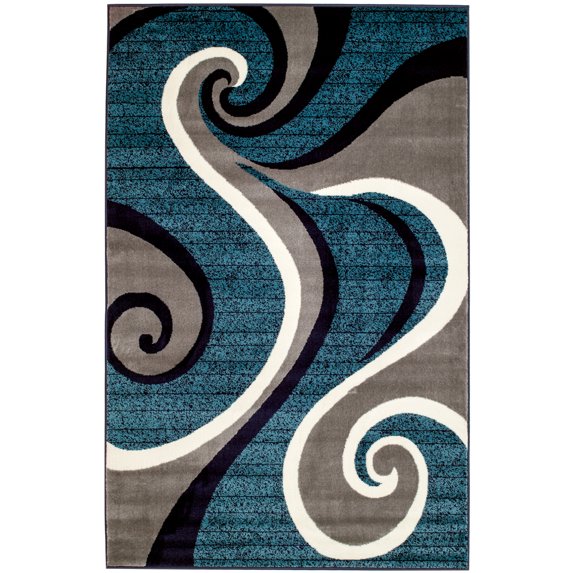 Summit Navy Blue Swirl Area Rug (5' x 7')