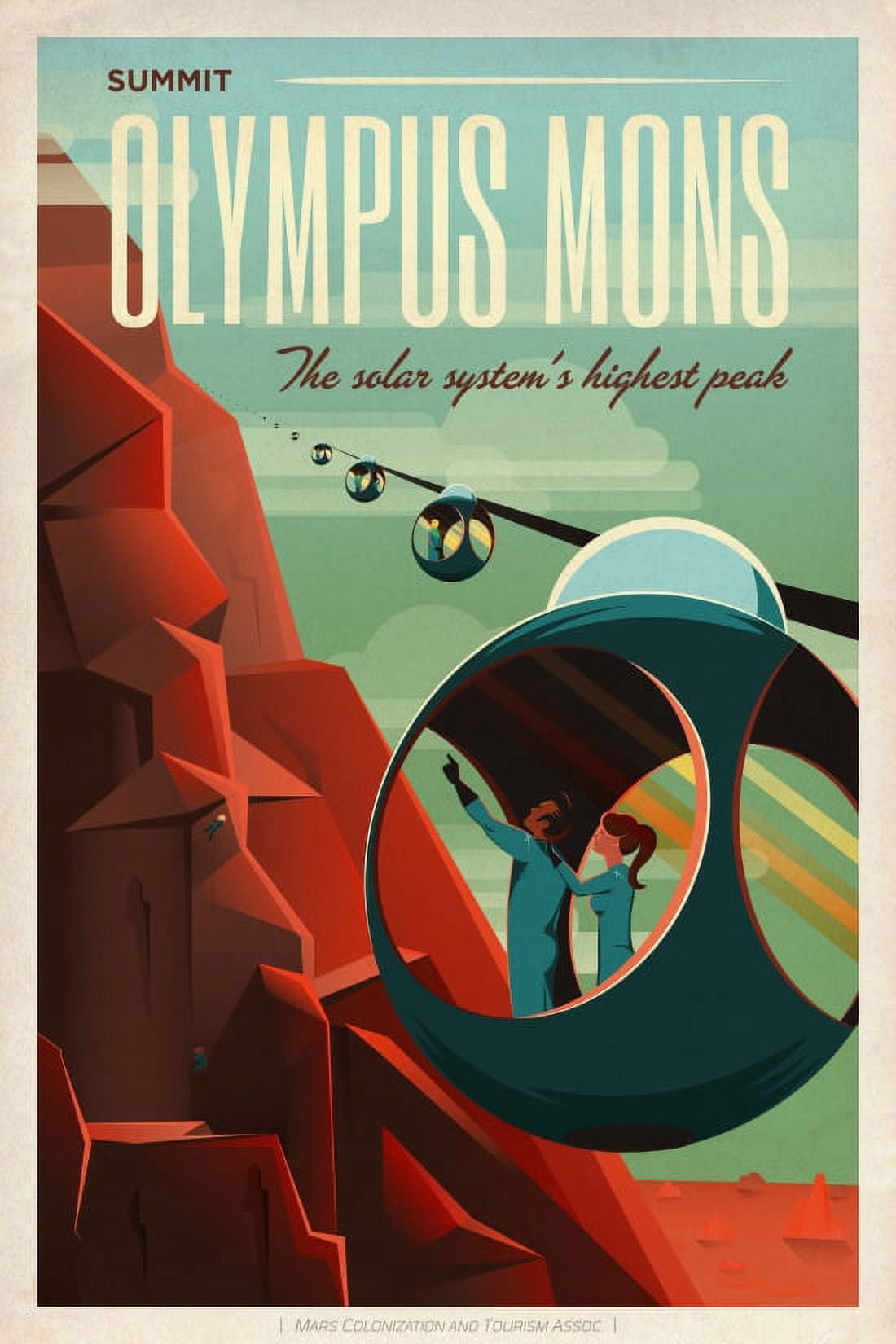Summit Olympus Mons Retro Style Mars Vacation Post Canvas Art - (18 x 24)