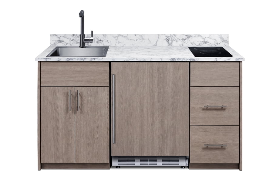 Summit All in One Kitchenette, with Induction Cooktop, Refrigerator ...
