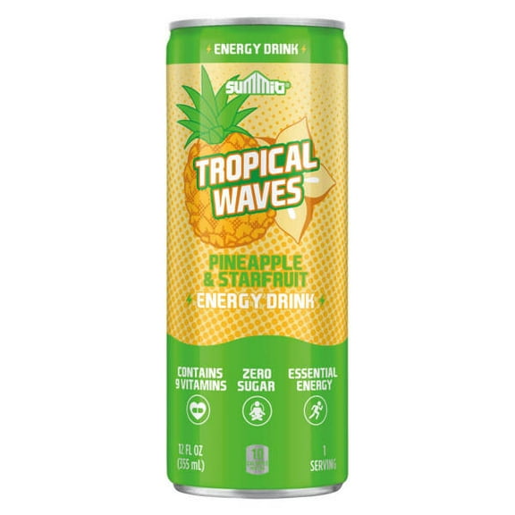 Summit Pineapple & Starfruit Tropical Wave Energy Drink, 12 fl oz can - (Pack of 2)