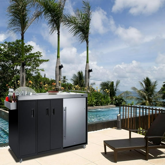 Summit Portable Outdoor Stainless Steel Weatherproof Kitchenette Refrigerator - Left Hinge - CK54OSLS