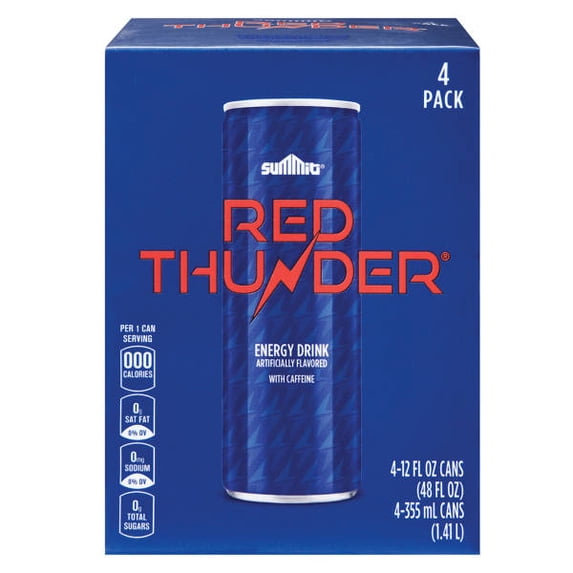 Summit Red Thunder Energy Drink- 4 pack, 12 fl oz Can - (Pack of 1 ...