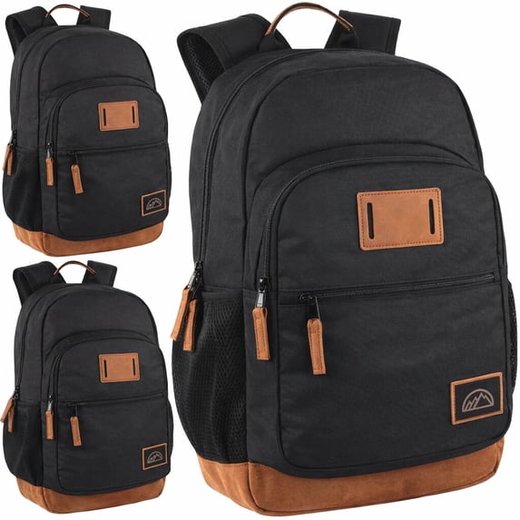 Summit Ridge 18 Inch Laptop Backpacks 12 Pack, Vegan Leather Trim, Multiple Pockets, Mesh Shoulder Straps for Travel, Commute