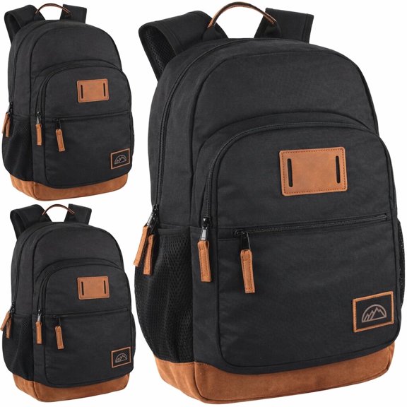 Summit Ridge 18 Inch Laptop Backpacks 12 Pack, Vegan Leather Trim, Multiple Pockets, Mesh Shoulder Straps for Travel, Commute