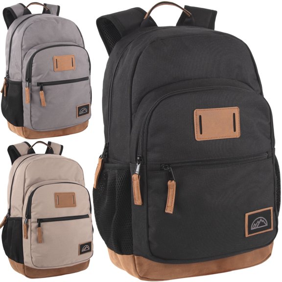 Summit Ridge 18 Inch Laptop Backpacks 12 Pack, Vegan Leather Trim, Multiple Pockets, Mesh Shoulder Straps for Travel, Commute