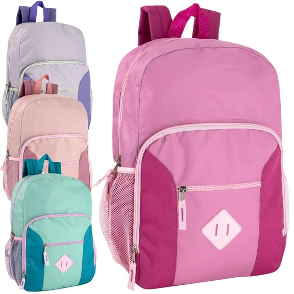 Summit Ridge 24 Pack of Bulk Wholesale Multi-Pocket, Multi-Purpose Backpacks for Work, School, College, Classrooms, Charity and Homeless Donation in 4 Colors Pack