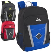 Summit Ridge 24 Pack of Bulk Wholesale Reflective, Multi-Pocket, Multi-Purpose Backpacks for Work, School, College, Classrooms, Charity and Homeless Donation in Male Colors Pack